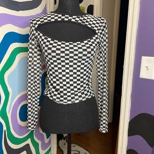 Sheer Checkered Long Sleeve